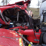 Při srážce kamionů na D1 u Velké Bíteše zemřel člověk, směr na Brno je zavřený